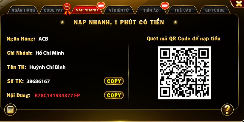 Tiến hành nạp rút tiền nhận khuyến mãi Go789 nhanh chóng