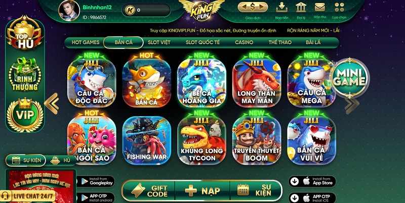 Game bắn cá nổi bật của cổng game