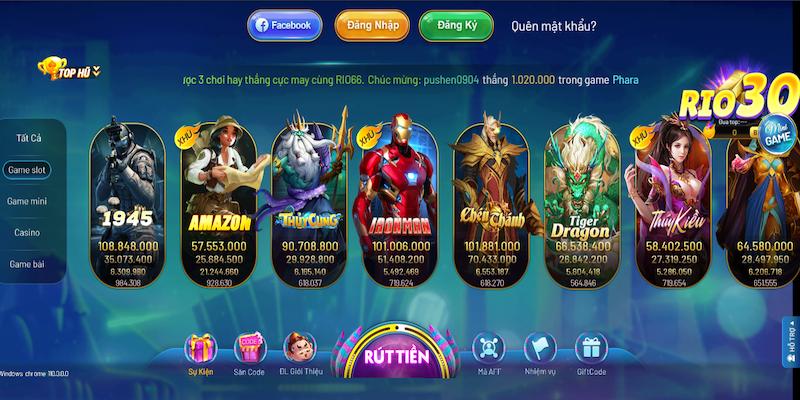 Trò chơi Slot game may mắn chỉ có tại cổng game