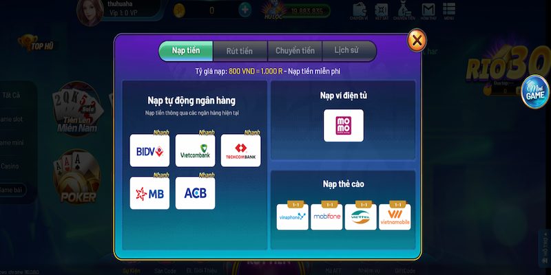 Hướng dẫn cách nạp tiền Ri66